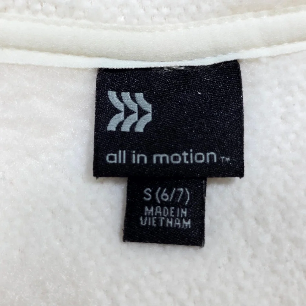 All In Motion Fleece Hoodie Girls S 6/7 Cream Camo Sherpa Quarter Zip Pullover